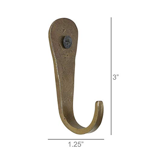 AREOhome HomArt 0712-14 Forged Hook, 3-inch Height, Iron, Brass