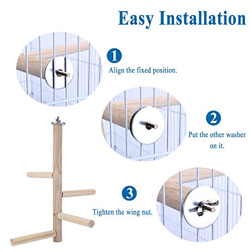 Mogoko Parakeet Perch Bird Natural Wood Stand,Parrot Cage Top Wooden Branches Standing Toys for Small Medium Parrots Conure Budgie Lovebirds