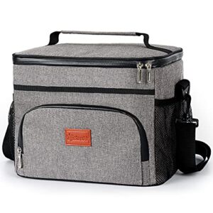 astroai large lunch box for men women, 40 can/24l cooler bags insulated tote keep cool and warm for for office school picnic beach shopping (grey)
