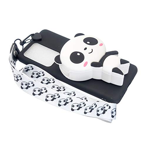 Girlyard for Samsung Galaxy S21 Ultra 6.8 Inch Silicone Case with 3D Cartoon Zipper Wallet Purse Stand Holder Back Cover and Long Detachable Lanyard Strap Phone Case for Kids Girls, Black Panda