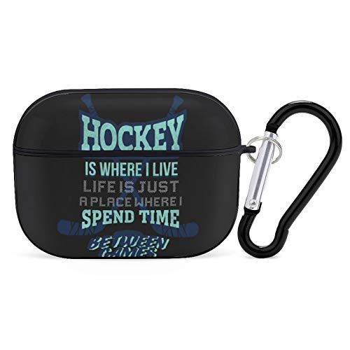 Passionate Ice Hockey Player Airpods Case Cover for Apple AirPods Pro Cute Airpod Case for Men Women Boys Girls Silicone Protective Skin Airpods Accessories with Keychain