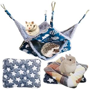 smallbear21 3pieces ferret guinea pig hanging hammock hamster soft warm beds mat rat cage accessories pet hideout sleep for squirrel chinchilla