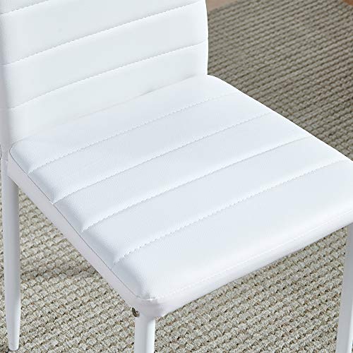 IDS Online Modern Faux Leather with Metal Legs High Back Padded Seat Chair for Kitchen, Dining Living Room, Restaurant, Set of 6, White