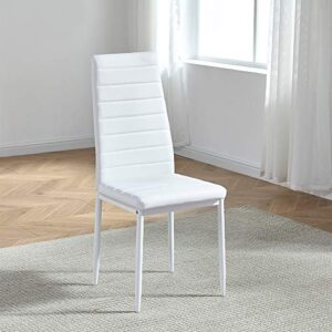 IDS Online Modern Faux Leather with Metal Legs High Back Padded Seat Chair for Kitchen, Dining Living Room, Restaurant, Set of 6, White