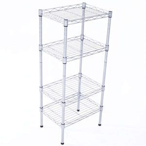 volowoo storage shelf wire shelving unit,rectangle carbon steel metal storage rack,assembly commercial grade adjustable steel wire shelving rack (silver gray, 4-tier)