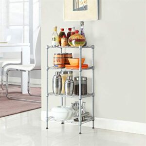 Volowoo Storage Shelf Wire Shelving Unit,Rectangle Carbon Steel Metal Storage Rack,Assembly Commercial Grade Adjustable Steel Wire Shelving Rack (Silver Gray, 4-Tier)