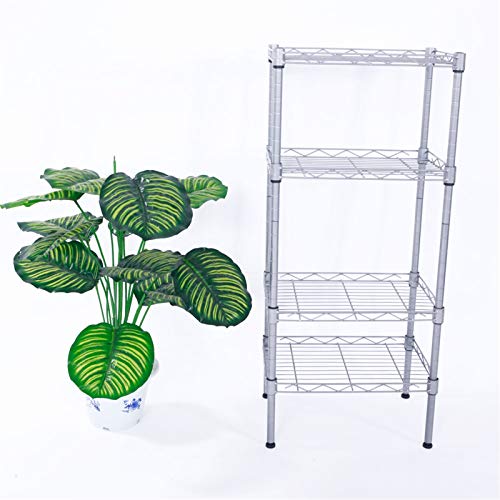 Volowoo Storage Shelf Wire Shelving Unit,Rectangle Carbon Steel Metal Storage Rack,Assembly Commercial Grade Adjustable Steel Wire Shelving Rack (Silver Gray, 4-Tier)