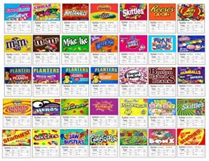 2.5" candy vending machine nutrition labels stickers (24 pack)