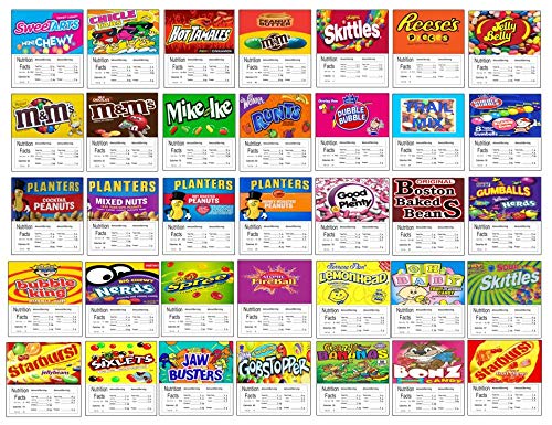 2.5" Candy Vending Machine Nutrition Labels Stickers (24 Pack)