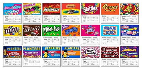 2.5" Candy Vending Machine Nutrition Labels Stickers (24 Pack)