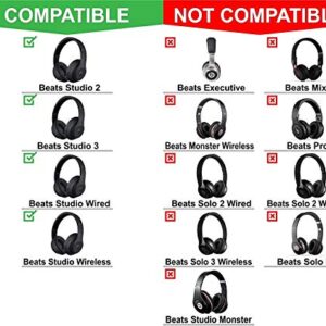 Cushions Replacement Ear Pads for Beats Studio 2 & 3 (B0501, B0500) Wired & Wireless | Softer Leather, High Density Memory Foam | Enhanced Noise Cancellation & Stronger Adhesive (White)