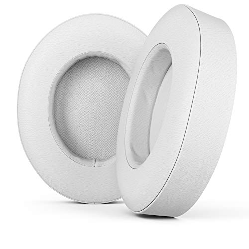 Cushions Replacement Ear Pads for Beats Studio 2 & 3 (B0501, B0500) Wired & Wireless | Softer Leather, High Density Memory Foam | Enhanced Noise Cancellation & Stronger Adhesive (White)