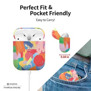 SHARON6 AirPods 2 & 1 Case, Hard PC Protective Shockproof Cover Case, Anti-Lost Carabiner and Front LED Visible with Colorful Design (Art)