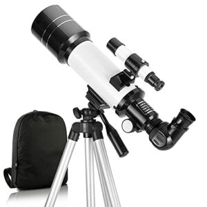 telescope, 70mm aperture 400mm az mount astronomical refracting telescope for adults kids beginners - travel telescope with backpack, 2x barlow lens, phone adapter