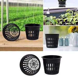4 Inch Plastic Net Cups, Pots Plant Containers, for Hydroponics Aquaponics Orchids, 10 Pcs Black, with 20pcs Garden Tags.
