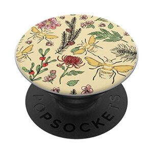 Nature Plants Flowers Floral Leaves Beehive Honeycomb Bee PopSockets PopGrip: Swappable Grip for Phones & Tablets