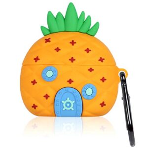 oqplog for airpod pro 2019/pro 2 gen 2022 case cartoon for airpods pro air pods pro cases cover character funny design fun 3d cute kawaii soft silicone for girls boys teen kids (pineapple house)