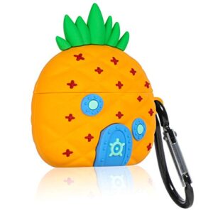 Oqplog for AirPod Pro 2019/Pro 2 Gen 2022 Case Cartoon for AirPods Pro Air Pods Pro Cases Cover Character Funny Design Fun 3D Cute Kawaii Soft Silicone for Girls Boys Teen Kids (Pineapple House)