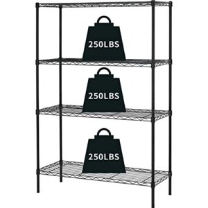 hcy 4-tier wire shelving unit storage shelves shelf organizer 54inx36inx14in heavy duty metal rack nsf height adjustable for laundry bathroom kitchen garage pantry organization(black)