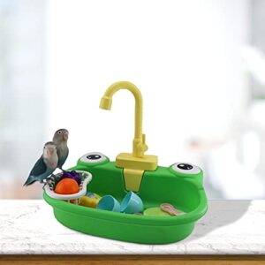 PINVNBY Parrot Bath Tub Bird Automatic Bathtub with Faucet Multifunctional Parakeet Shower Box Bird Bathroom Toys for Small Medium Birds