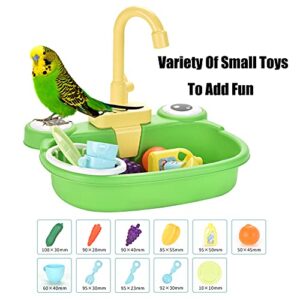 PINVNBY Parrot Bath Tub Bird Automatic Bathtub with Faucet Multifunctional Parakeet Shower Box Bird Bathroom Toys for Small Medium Birds