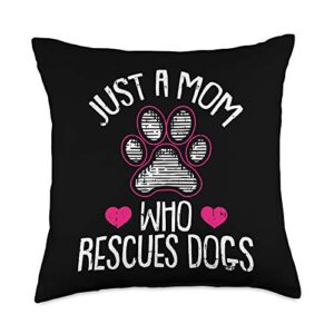 mothers-day 2021 cloths mom-my mama women gifts rescue dog mom cute puppy doggie paw print mommy mama mother throw pillow, 18x18, multicolor