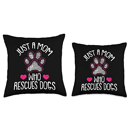 Mothers-Day 2021 Cloths Mom-my Mama Women Gifts Rescue Dog Mom Cute Puppy Doggie Paw Print Mommy Mama Mother Throw Pillow, 18x18, Multicolor