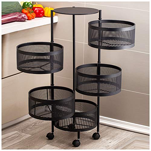 VAST Round Layered Shelf Storage Rack Kitchen Rotating Vegetable Rack Floor-Standing Multi-Layer Kitchen Storage Rack Household Storage Shelf for Kitchen Living Room(Size:5f)