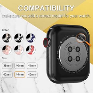 DABAOZA Compatible for Apple Watch Band with Glitter Bumper Case, Women Silicone Soft Comfortable Adjustable Strap with Buckle for iWatch SE Series 8/7/6/5/4/3/2/1 (Black Rosegold, 44mm)