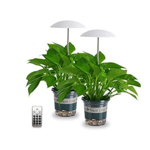 led grow light for indoor plants 2 pack, intelligent usb small plant lights with remote controller, height adjustable, automatic timer, ideal for home decoration