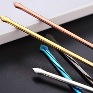 5'' 5Pcs Stainless Steel Coffee Stir Sticks with Stirrers Holder, Metal Coffee Stirrer Reusable, Beverage Drink Cocktail Stirrer Swizzle Stirring Sticks Black