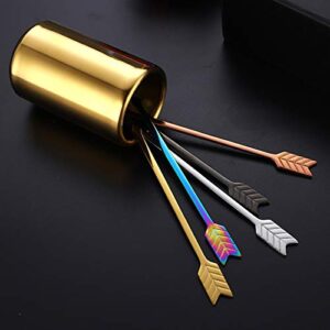 5'' 5Pcs Stainless Steel Coffee Stir Sticks with Stirrers Holder, Metal Coffee Stirrer Reusable, Beverage Drink Cocktail Stirrer Swizzle Stirring Sticks Black