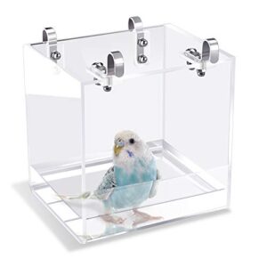 saderoy bird bath cage, no-leakage bird bathtub with hanging hooks cage accessory for small bird parrots lovebirds canary portable shower