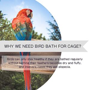 Saderoy Bird Bath Cage, No-Leakage Bird Bathtub with Hanging Hooks Cage Accessory for Small Bird Parrots Lovebirds Canary Portable Shower