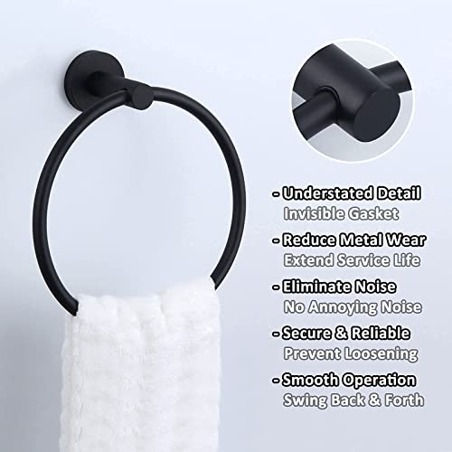 Angle Simple Double Towel Hook Matte Black Bundle with Swivel Towel Ring, Modern Bathroom Accessories