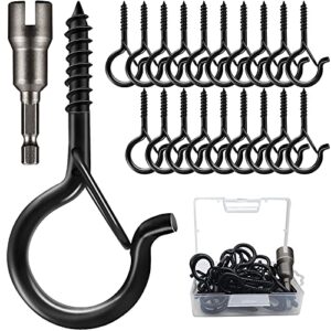 zzbety 20 pcs q-hanger screw hooks with safety buckle design christmas lights hanger hooks outdoor wire fairy lights and string lights, easy to release, include 1 wing nut driver