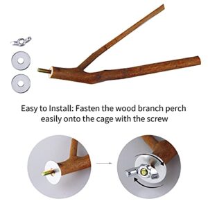 Bird Parrot Perch Stand Set - 10 Pcs Natural Wood Fork Perch Rod Stand and 2 Pcs Vine Ball for Parrot Cage Accessories