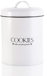 yesland vintage farmhouse cookies jars with lid, white cute cookie container & tins, kitchen food storage holder for storage cookies, biscuits, flour, sugar, coffee & tea for housewarming (5 l)