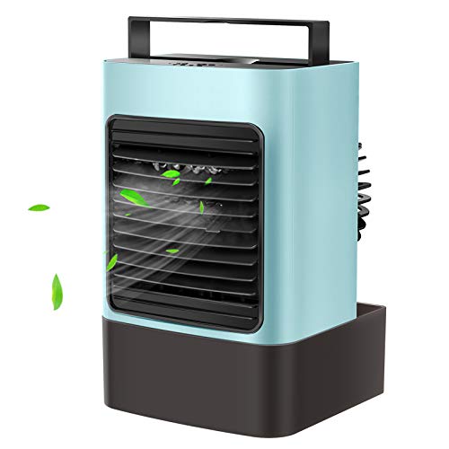 OVPPH Portable Air Conditioner, Personal Air Cooler Fan Mini Evaporative Cooler Desk Table Fan, Quiet Air Circulator Humidifier Misting Fan with 3 Speeds for Home Bedroom Office, Blue