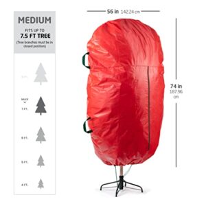 Zober Upright Tree Storage Bag for Christmas Trees of 7.5ft. Tall, Tree Bag Is Tear Proof Polyethylene; Comes With Drawstring Hem, Zipper, And Carry Handles, Waterproof Material Protects From Dust & Moisture