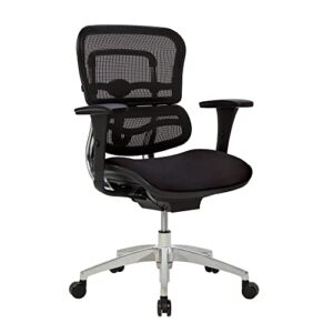 workpro® 12000 series ergonomic mesh/fabric mid-back chair, black/black