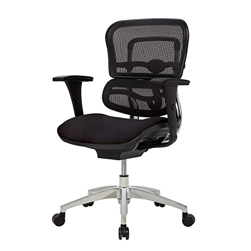 WorkPro® 12000 Series Ergonomic Mesh/Fabric Mid-Back Chair, Black/Black