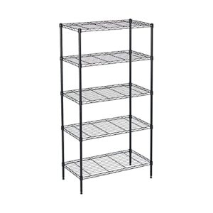 5 tier wire shelving unit storage rack, metal heavy duty utility organizers, organization units for products plant pantry, garage, laundry racks durable shelf stand,14"w x 30"l x 60"h, black