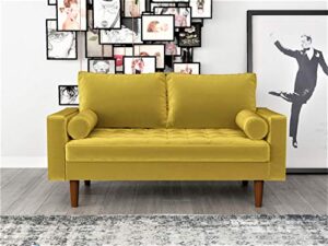 us pride furniture ns5459-l caladeron mid-century modern loveseat in soft velvet, goldenrod