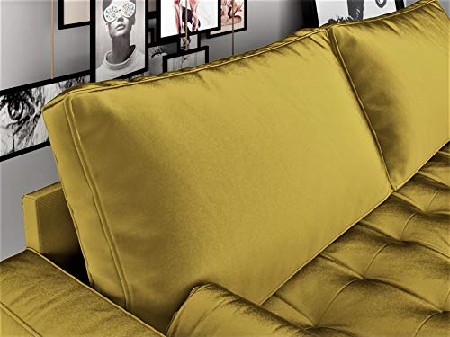 US Pride Furniture NS5459-L Caladeron Mid-Century Modern Loveseat in Soft Velvet, Goldenrod