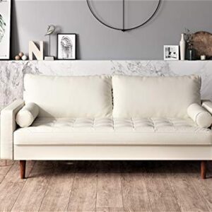 US Pride Furniture NS5454-S Caladeron Mid-Century Modern Sofa in Faux Leather, PVC White