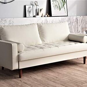 US Pride Furniture NS5454-S Caladeron Mid-Century Modern Sofa in Faux Leather, PVC White