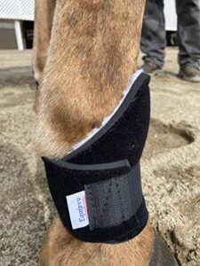 horse bedsore boots with soft synthetic sheepskin lining, providing comfort and protection against pressure sores. aids in healing. veterinarian approved.