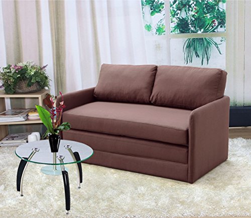 Container Furniture Direct Kathy Modern Contemporary Fabric Upholstered Livingroom Reversible Loveseat Sleeper, Coffee Brown