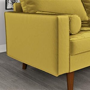 US Pride Furniture NS5459-S Caladeron Mid-Century Modern Sofa in Soft Velvet, Goldenrod